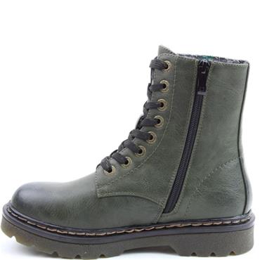 HEAVENLY FEET WOMENS ZIP LACE ANKLE BOOT - KHAKI